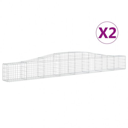 Buede gabionkurve 2 stk. - 400×30×40/60 cm i galvaniseret jern