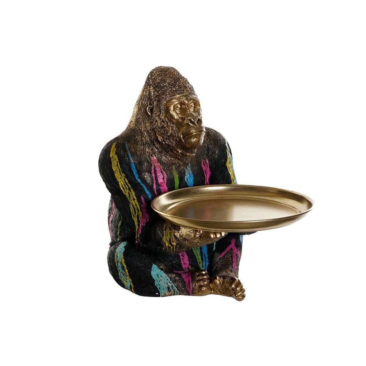 Dekorativ gorillafigur med bakke - Multifarvet, 38 × 46 × 50,5 cm