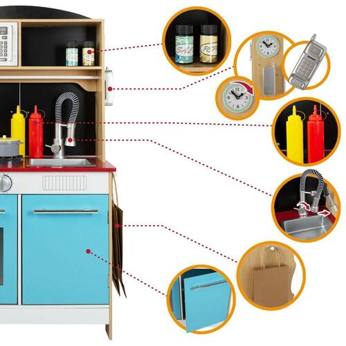 Play & Learn legetøjskøkken 4-i-1 med lys og lyd - 60 × 109 × 40 cm