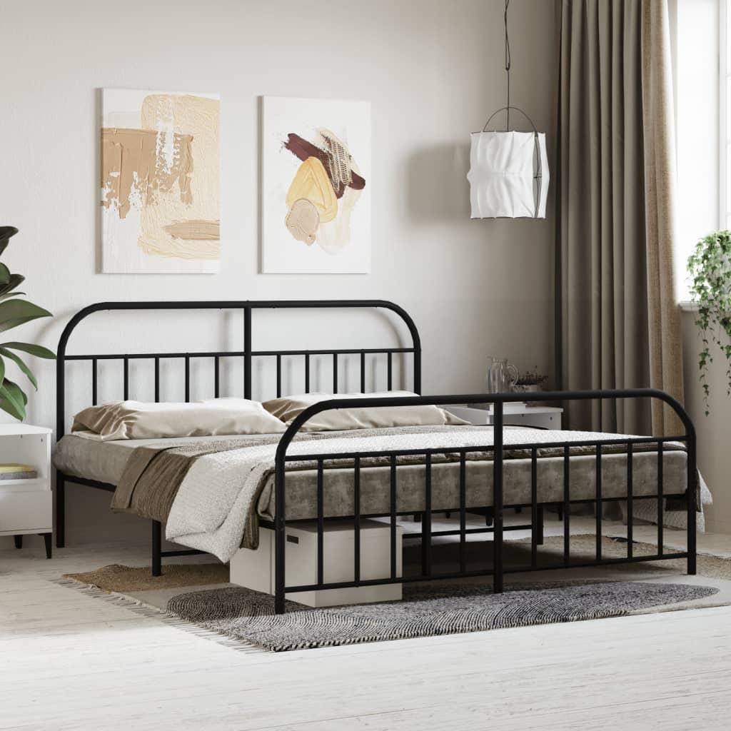 Sengeramme Med Sengegavl Metal - Sort / med hovedgærde og fodgærde / 183 x 213 cm