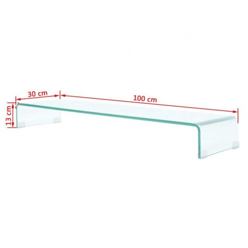TV- og monitorstand i klart glas - 100 x 30 x 13 cm