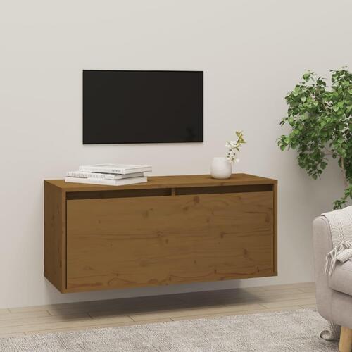 Vægskab 80x30x35 cm massivt fyrretræ gyldenbrun