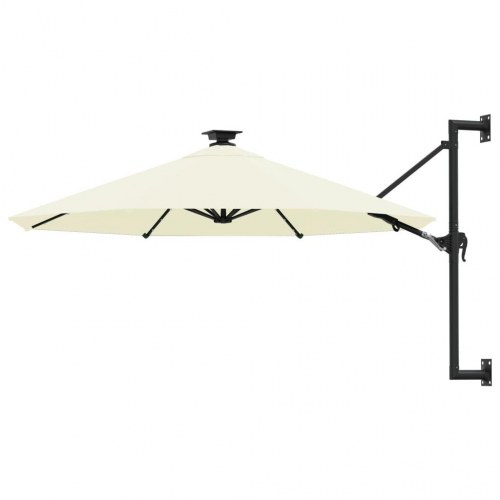 Væghængt parasol med LED-lys 300 cm - sandfarvet