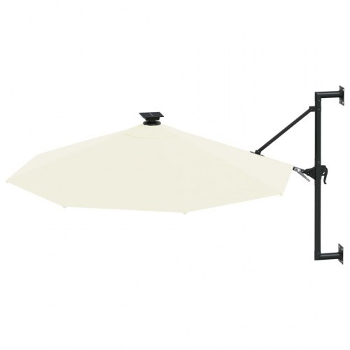 Væghængt parasol med LED-lys 300 cm - sandfarvet