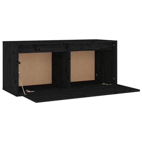 Vægskab 80x30x35 cm massivt fyrretræ sort