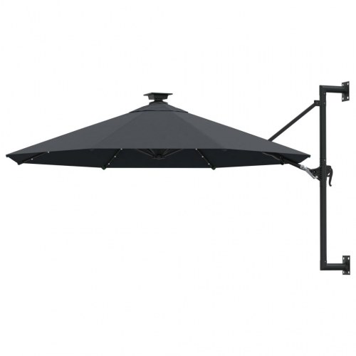 Væghængt parasol med LED-lys 300 cm - antracitgrå