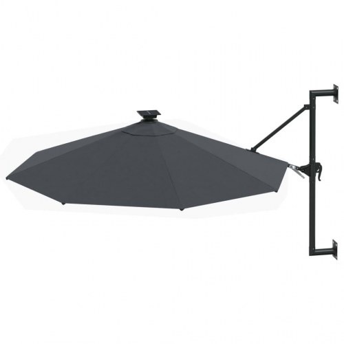 Væghængt parasol med LED-lys 300 cm - antracitgrå