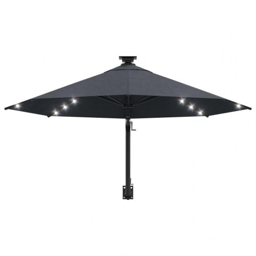 Væghængt parasol med LED-lys 300 cm - antracitgrå