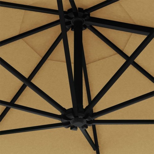 Væghængt parasol med LED-lys 300 cm - gråbrun