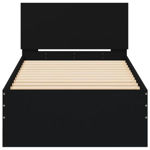 Sengeramme med sengegavl 90x200 cm konstrueret træ sort