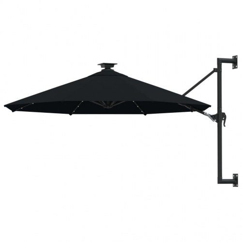 Væghængt parasol med LED-lys 300 cm - sort