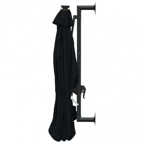 Væghængt parasol med LED-lys 300 cm - sort