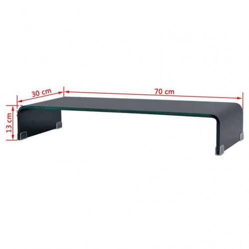 Monitorstand i sort glas - 70 x 30 x 13 cm