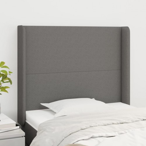 Sengegavl med kanter 103 x 16 x 118/128 cm - mørkegrå