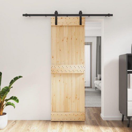 Skydedør med monteringssæt 70x210 cm massivt fyrretræ