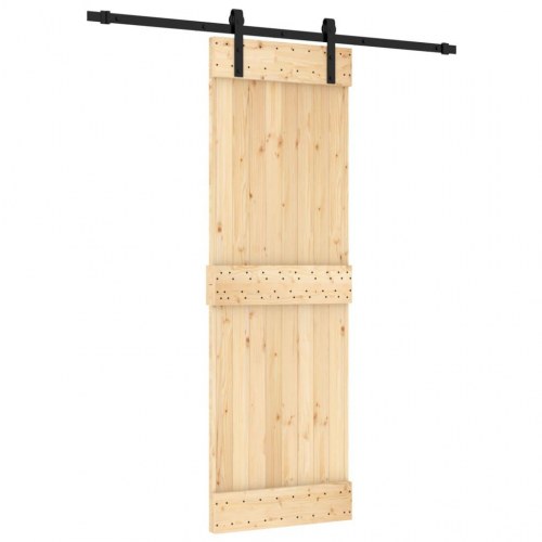 Skydedør med monteringssæt 70x210 cm massivt fyrretræ