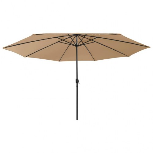 Haveparasol med LED-lys 400 cm - gråbrun