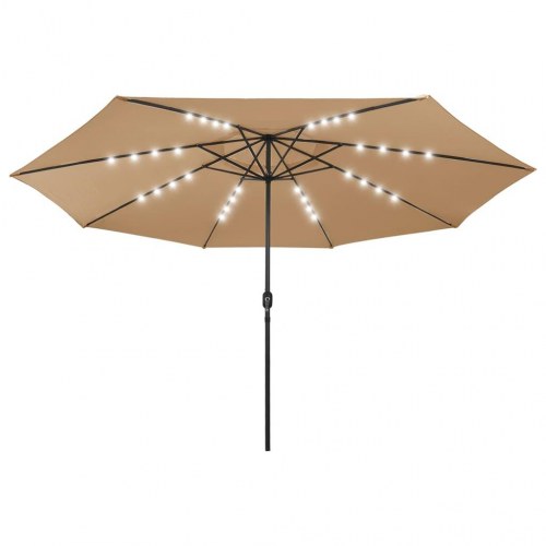 Haveparasol med LED-lys 400 cm - gråbrun