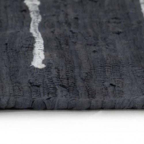 Håndvævet chindi-tæppe bomuld 80 x 160 cm antracitgrå