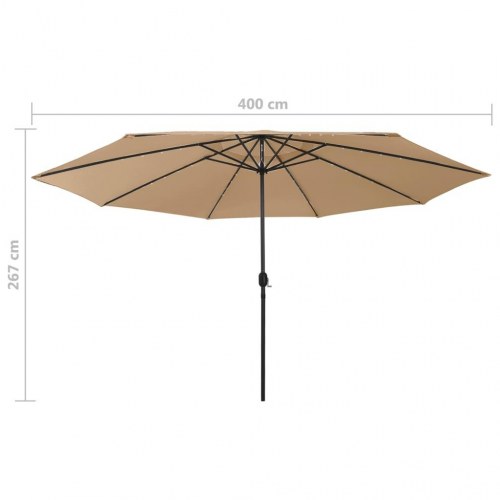Haveparasol med LED-lys 400 cm - gråbrun