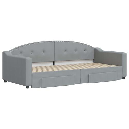Daybed med udtræk og skuffer 90x200 cm stof lysegrå