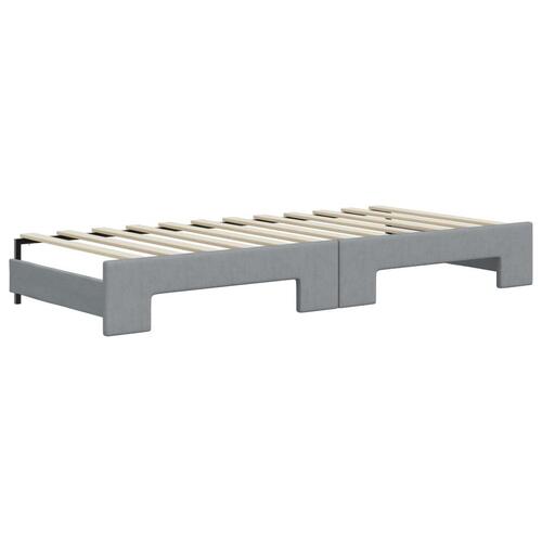 Daybed med udtræk og skuffer 90x200 cm stof lysegrå