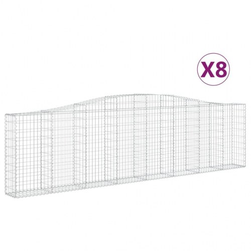 Buede gabionkurve - 8 stk. 400 × 30 × 100/120 cm i galvaniseret jern