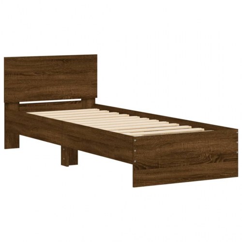 Sengeramme m. sengegavl 75x190 cm uden madras brun egetræsfarve