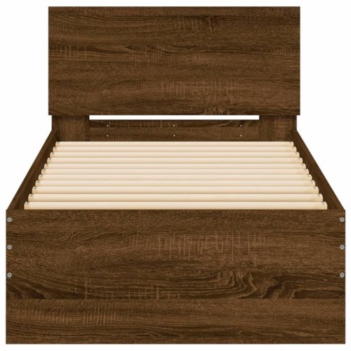Sengeramme m. sengegavl 75x190 cm uden madras brun egetræsfarve