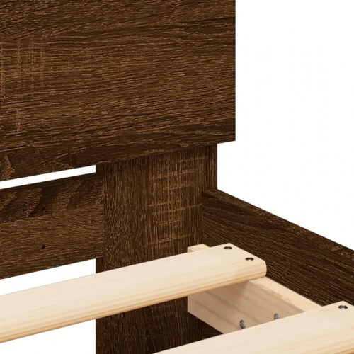 Sengeramme m. sengegavl 75x190 cm uden madras brun egetræsfarve