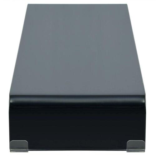 TV-stander/monitorstand sort glas 100x30x13 cm