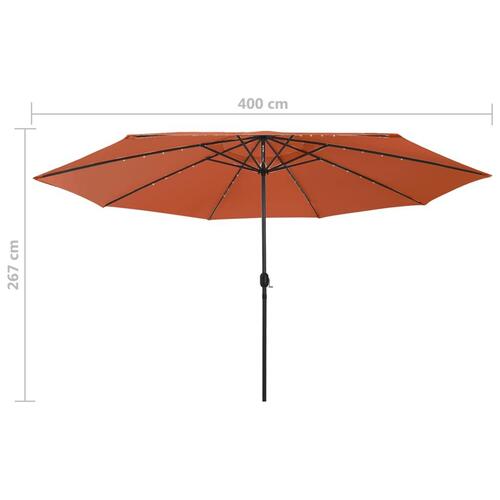 Sonnenschirm mit LED-Beleuchtung 400 cm terracottafarvet
