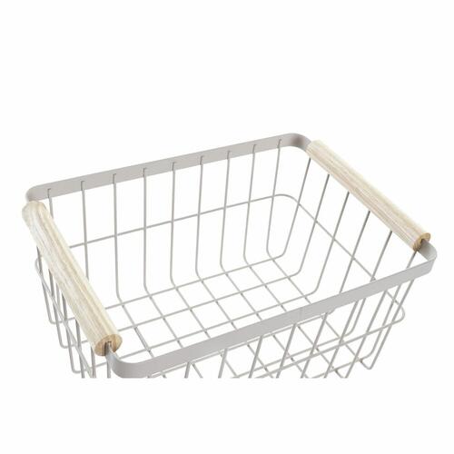 Trådkurv Grøn Beige Metal Fyrretræ Vintage 30,5 x 20 x 14,5 cm (2 enheder)