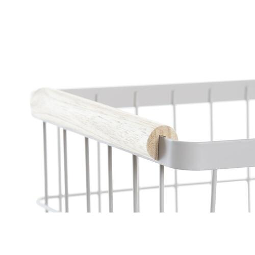 Trådkurv Grøn Beige Metal Fyrretræ Vintage 30,5 x 20 x 14,5 cm (2 enheder)