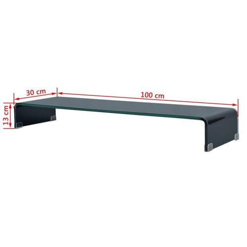 TV-stander/monitorstand sort glas 100x30x13 cm