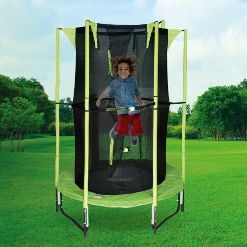 Aktive juniortrampolin med sikkerhedsnet - 122 x 184 x 122 cm
