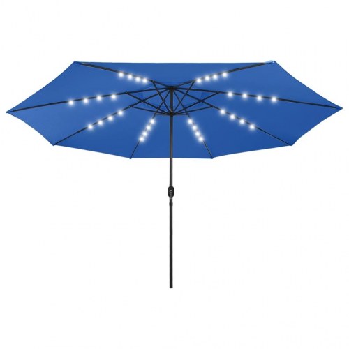 Haveparasol med LED-lys 400 cm - azurblå