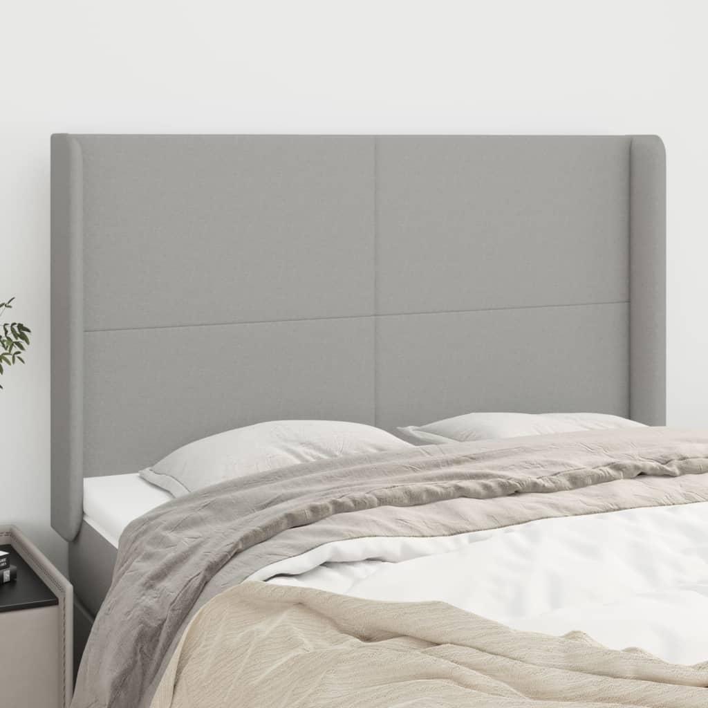 Sengegavl Med Kanter 83X16X78/128 Cm Stof - Lysegrå / 147 x 16 x 118/128 cm