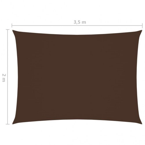 Solsejl 2 × 3,5 m - rektangulær, oxfordstof, brun