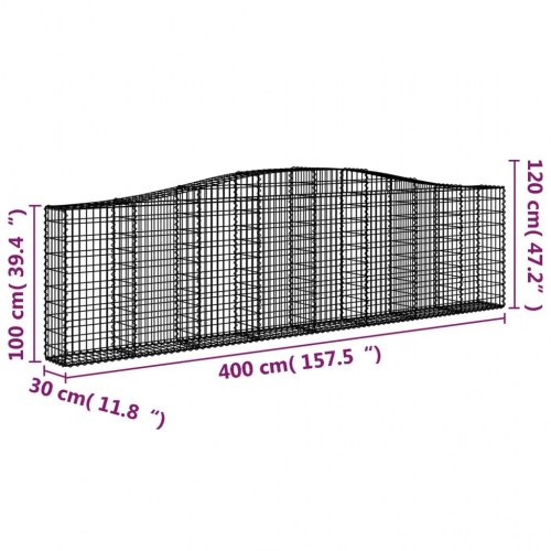 Buede gabionkurve - 4 stk. 400×30×100/120 cm i galvaniseret jern