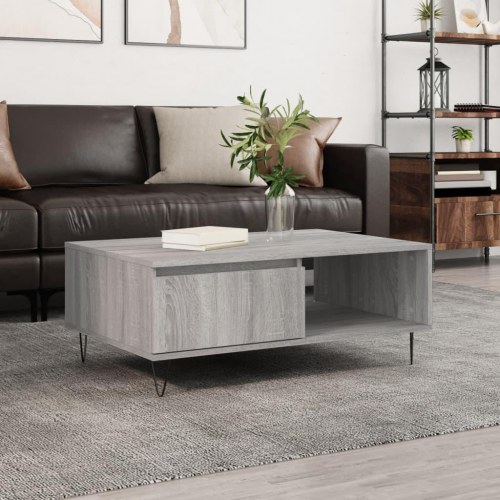 Sofabord med opbevaring 90×60×35 cm - grå sonoma-eg