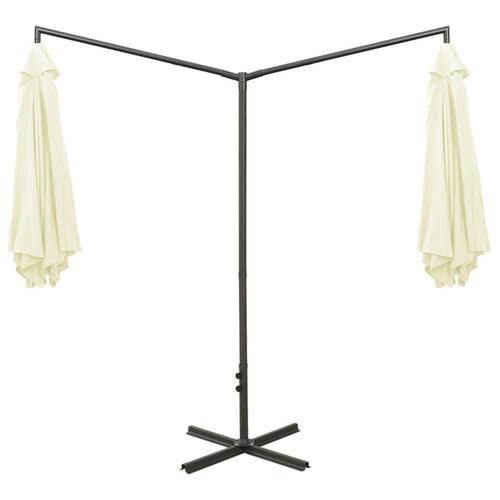 Dobbelt parasol med stålstang 600 cm sandfarvet