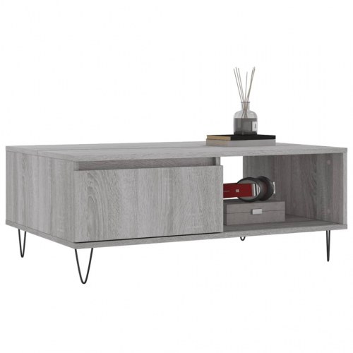 Sofabord med opbevaring 90×60×35 cm - grå sonoma-eg