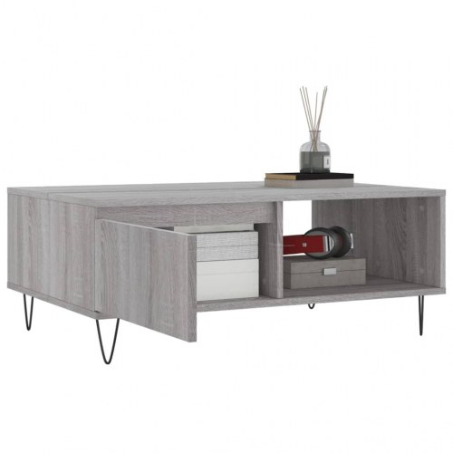 Sofabord med opbevaring 90×60×35 cm - grå sonoma-eg