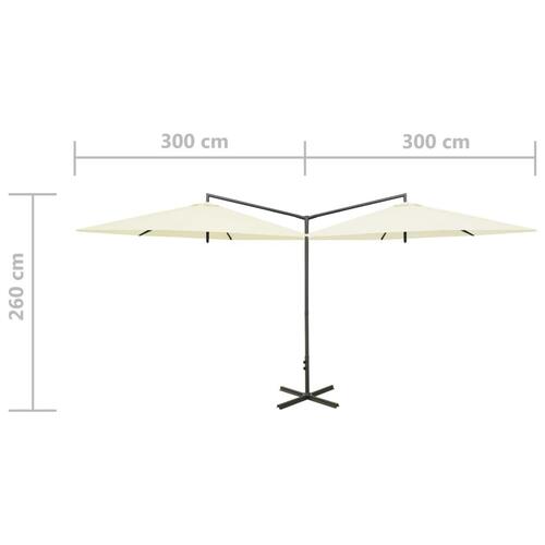Dobbelt parasol med stålstang 600 cm sandfarvet