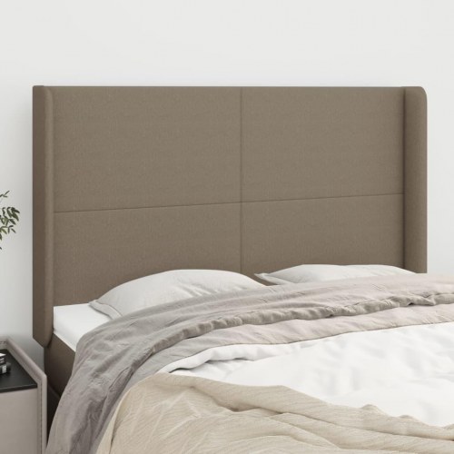 Sengegavl med kanter 147 x 16 x 118/128 cm - gråbrun