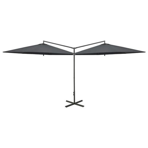 Dobbelt parasol med stålstang 600 cm antracitgrå