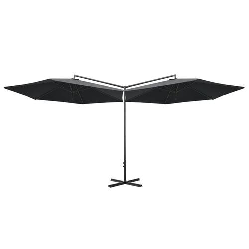 Dobbelt parasol med stålstang 600 cm antracitgrå