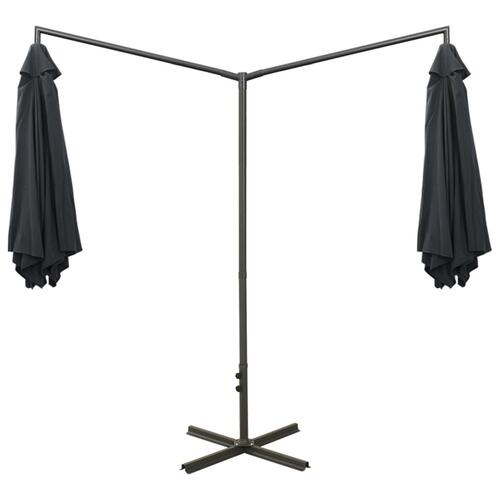 Dobbelt parasol med stålstang 600 cm antracitgrå