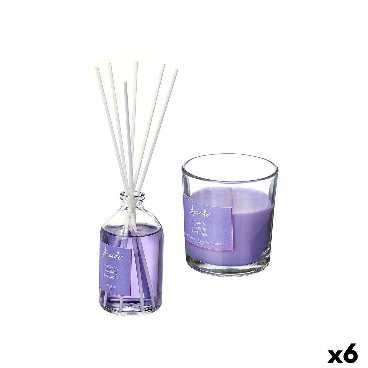 Duftlys Og Duftpinde Acorde Lavendel 100 Ml Sæt 6 Stk